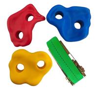 Kids Rock Climbing Holds Set, 3 PP Grips with Knotted Rope, Ideal for Trees or Walls, Outdoor Playground Equipment, Strength Training Kit, Backyard Adventure, 9.5x10.5x7 cm