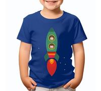 Kids Rocket Ship T-Shirt Space Adventure Design with Cartoon Astronauts Soft Cotton Tee for Boys & Girls Fun Playtime Birthday Gift #T490 Royal 3-4 Years
