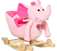 HOMCOM 2-in-1 Baby Rocking Horse Ride On Elephant W/ Wheels Music in Pink HOMCOM Pink