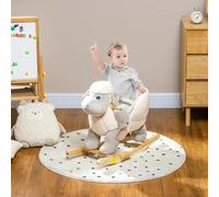 Kids Rocking Horse - Cute Lamb Design - Wide Seat And Belt - Soft Touch - Color: Gray - Materials: Metal, Plush, Polypropylene Cotton Package Includes: 1 X Kids Rocking Horse - 1 X Manual