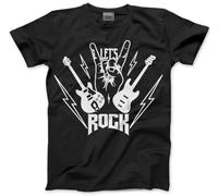 Kids Rockstar Tshirt - Childrens Let's Rock! Guitar Band Kid T-Shirt Rock Star Day Top Rock N Roll Unisex School Tee - 3-4 Years Black