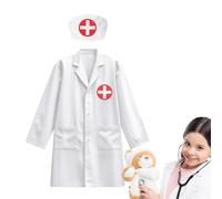 Kids Role Play Doctor Costume - Polyester 3-8 Years Washable Uniform for Pretend Play | Perfect for Halloween, Birthday, Career Day, Preschool Stage Fun, Educational Learning, Classroom Games