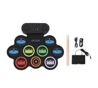 Kids Roll Up Electronic Drum Set, Portable MIDI Practice Drum Pad with Dual Speakers, Bluetooth Connectivity, 3.5mm Headphone Jack, Rechargeable Battery for Beginners and Children