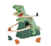 Kids Roller Coaster Dinosaur Toy - Sound & Lights Dinosaur Track Toy with 3 Little Dinosaurs Car, Electric Stair Slide & Climbing Adventure Set, Birthday/Children's Day for Boy & Girl 0409