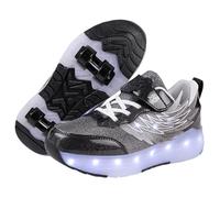 Kids Roller Skates Shoes with LED Lights,Roller Shoes Sneakers for Boys Girls,Kids Trainers Roller Skates Shoe with Wheels,Light Up,Comfort,for Children's Park Sports Walking Black