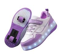 Kids Roller Skates Shoes with LED Lights,Roller Shoes Sneakers for Boys Girls,Retractable Wheels Skateboard Sneakers,Comfort,Multifunction,for Party,Birthday,Easter,Christmas Purple
