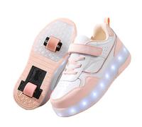 Kids Roller Skates Shoes with LED Lights,Roller Shoes Sneakers for Boys Girls,Retractable Wheels Skateboard Sneakers,Comfort,Multifunction,for Party,Birthday,Easter,Christmas Pink