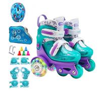 Kids Rollers Skate, Playground Wheels, Three Point Roller Skates for Beginners, Light Up Wheel with Lightweight Builds, Adjustable Size for Children Aged 3-8 years old, and Skating Rink, 27-30 Yards
