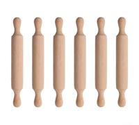 Kids Rolling Pin Set of 6 for mini Wooden Dough Rollers 14cm Small Pastry Tool for Baking Playdough Crafts