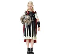 Kids Roman Soldier Costume Boys Medieval Gladiator Halloween Costume Girls Historical Warrior Knight Cosplay Dress up (Black, 9-10 Years)