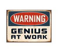 Kid's Room Sign "Genius at Work" Plastic Wall or Door Signage Plaque