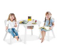 Kids Round Table and Chair Set 3 Pcs Children Wooden Activity Table Furniture