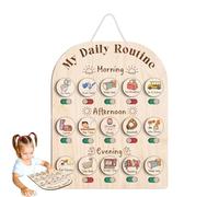 kids Routine Chart - 3-5 Year Old, Wooden Ornaments, Wooden Daily Routine Chart, Woodens Visual Schedule Kids | Planner Boards Morning Bedtime School Supplies