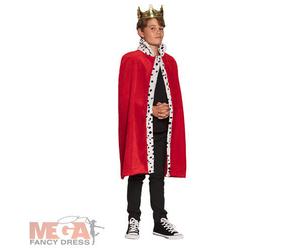 Kids Royal Robe Red Fancy Dress British Medieval Costume Accessory King Boy
