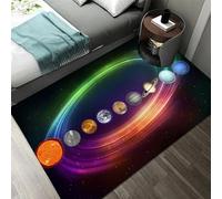 Kids Rug 3D Solar System Planet Universe Galaxy Starry Sky Rugs Large Living Room Carpet Boy Teen Modern Bedroom Non-Slip Carpet Doormat Bathroom Mat Long Carpet Easy Clean 50 X 80 Cm / 19.6" -4G6S0A
