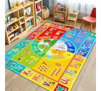 Kids Rug for Classroom & Playroom - ABC Alphabet Educational Area Rug with Animals Numbers & Colors - Non-Slip Carpet Playmat for Nursery Preschool Elementary 6x9 Feet