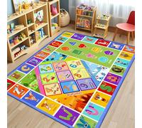 Kids Rug for Classroom & Playroom - ABC Alphabet Educational Area Rug with Animals Numbers & Shapes - Non-Slip Carpet Playmat for Nursery Preschool Elementary 6x9 Feet