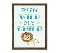 Kids Run Wild Child Lion Large Framed Art Print Poster Wall Decor 18x24 inch