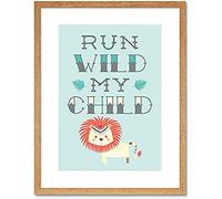 Kids Run Wild Child Lion Wall Art Print