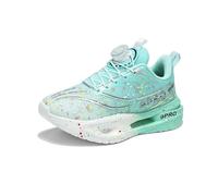 Kids Running Shoes Boys Girls Sneakers Quick Dial Closure Trainers Breathable Mesh Athletic Tennis Shoes Splatter Pattern Lightweight Cushion Sport Trainers for School Playground Blue