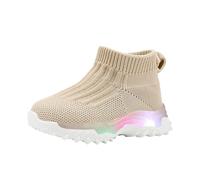 Kids Running Trainers High Top Sock Shoes Light Up Knitted Breathable Stretchy Trainers Lightweight Elastic Slip On Non-Slip Rubber Sole Walking Running School Shoes for Unisex Kids Ages 0-7 Years