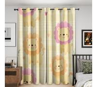 Kids Safari Animal Curtains Blackout, 66x90 Inch 2 Panels - Cute Yellow Lion Pattern Black Out Curtains, Home Decor, 90 Drop Eyelet Window Drapes for Bedroom, Living Room A&BY71