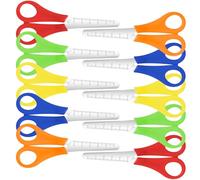 Kids Safety Scissors 10 Pcs, Blunt Tip Stainless Steel with cm-Scale and Plastic Handle, for Crafts and School Projects
