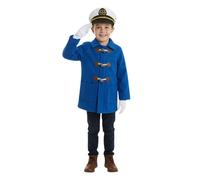 Kids Sailor Costume | 3 Pcs | Blue Jacket, Captain Hat & White Gloves - Large