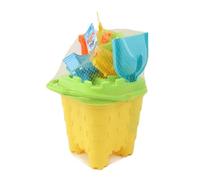Kids Sand Castle Bucket Set, 7-Piece Beach and Sandpit Toy Kit with Spade, Rake, Moulds and Watering Can, 36CM
