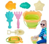 Kids Sand Play Set - 6 Piece Beach Bucket, Colorful Shovel Unit, Sea Creature Molds | Long Lasting Creative Modern Design Castle Building Toys for Outdoor Games Ages Three Ten Years Old