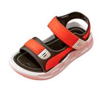 Kids Sandals, Boys New Summer Open Toe Sandals Non Slip Soft Sole Hook and Loop Adjustable Beach Slides Lightweight Comfortable Outdoor Daily Walking Playground Shoes for Toddler Little Big Kids Red