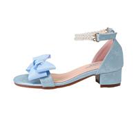 Kids Sandals, Chunky Sandals Girls For Kids Summer Elegant Pattern High Heel Pearl Bow With Hook And Loop Closure For Girls 5 13 Years Old