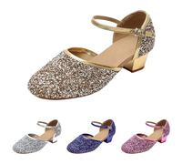 Kids Sandals Girls Latin Dance Style Soft Sole Non-Slip Dance Shoes Stage Performance Practice Shoes for Ages 6-12 Years