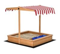 Kids Sandbox Childrens Sand Pit Wooden Height Adjustable Canopy Basins