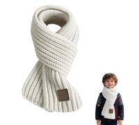 Kids Scarf,Kid Neck Warmer Autumn Winter Knit Solid Scarves Warm Soft Knitted Wrap Loop Gaiter Cute Fleece Thermal Snood Accessories,for Children'S Boys Girls Gifts Covering Hiking 9×120cm (White)
