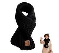 Kids Scarf,Kid Neck Warmer Autumn Winter Knit Solid Scarves Warm Soft Knitted Wrap Loop Gaiter Cute Fleece Thermal Snood Accessories,for Children'S Boys Girls Gifts Covering Hiking 9×120cm (Black)
