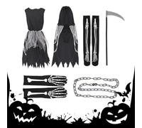Kids Scary Costume | Hooded Cloak Set Halloween Outfit | Creepy Outfit Cosplay Accessories for Role-play Performance Vampire Zombie Masquerade Carnival
