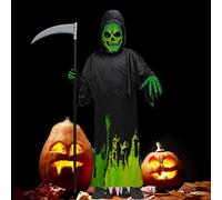 Kids Scary Halloween Glowing Costume Light Up Skeleton Cosplay for Halloween Party, Polyester, S/M/L (Genericdjw7s2ntmh-10351764)