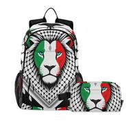 Kids School Backpack Boys With Lunch Bag Fierce Lion Free Palestine 7-10