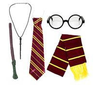 Kids School Boy Fancy Dress Costume Accessories (Glasses, Elastic Tie, Scarf, Wand and Necklace)