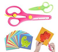 Kids Scissors Toddler Scissors Skill Training Set with 40 Colorful Paper Cutting Design Right/Left Handed for Arts and Crafts Activities