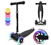 Kids Scooter 3 Wheels Ages 3-6 LED Kids Push Scooter Adjustable Folding Black
