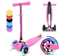 Kids Scooter 3 Wheels Ages 3-6 LED Kids Push Scooter Adjustable Folding Pink