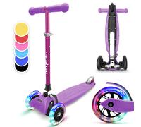 Kids Scooter 3 Wheels Ages 3-6 LED Kids Push Scooter Adjustable Folding Purple