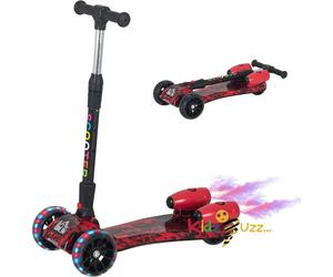 Kids Scooter 3 Wheels for Boy/Girl LED Kick Push with Music Foldable Water Spray