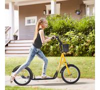 HOMCOM Kids Kick Scooter Teen Ride On Adjustable Children Scooter with Brakes - Orange, Orange