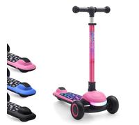 Kids Scooter Ages 3-10, One-click Folding with 4 Height Adjustable Handlebar and Rear Brake,Light Up Wide Deck Scooter for Boys & Girls