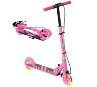 Kids Scooter Pink PP PU Metal Foldable 73-89cm Adjustable Handlebar Light LEDPro