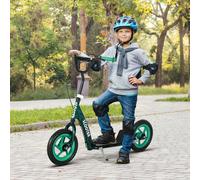 AIYAPLAY Kids Scooter, Big Wheel Kick Scooter with Adjustable Height Handlebar, Non-slip Footplate, Rear Brake, Kickstand, for Kids 6-12 Years Old, Green