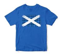 Kids Scotland T Shirt Scottish Tartan Rugby Football Supporters Boy Girls Tee, 7-8 Years, Royal